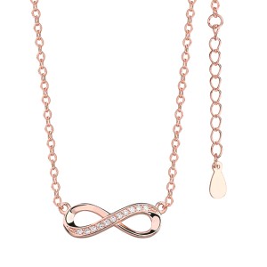 Colier argint placat cu aur roz cu infinit si pietre DiAmanti Z0791N_RG-DIA (Argint 925‰ 2,8 g.)